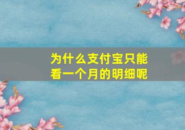 为什么支付宝只能看一个月的明细呢