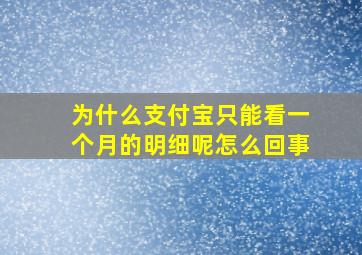 为什么支付宝只能看一个月的明细呢怎么回事