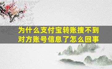 为什么支付宝转账搜不到对方账号信息了怎么回事