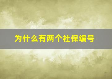 为什么有两个社保编号