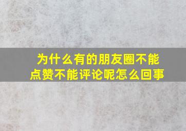 为什么有的朋友圈不能点赞不能评论呢怎么回事