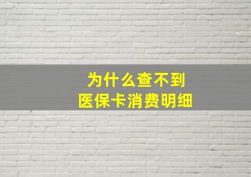 为什么查不到医保卡消费明细