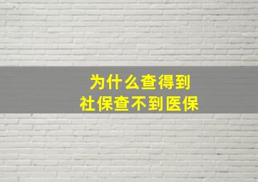 为什么查得到社保查不到医保