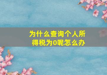 为什么查询个人所得税为0呢怎么办