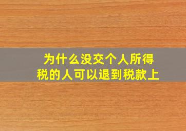 为什么没交个人所得税的人可以退到税款上