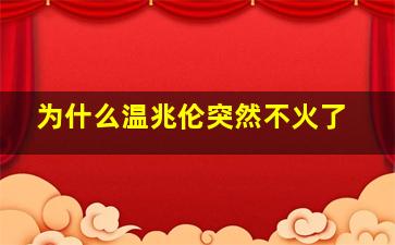 为什么温兆伦突然不火了