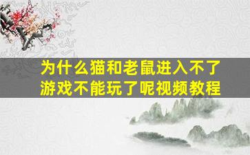 为什么猫和老鼠进入不了游戏不能玩了呢视频教程