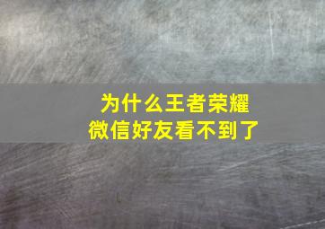 为什么王者荣耀微信好友看不到了