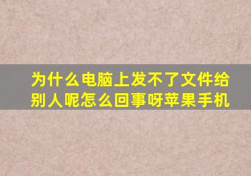 为什么电脑上发不了文件给别人呢怎么回事呀苹果手机