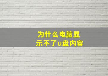 为什么电脑显示不了u盘内容