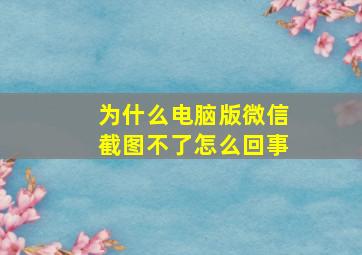 为什么电脑版微信截图不了怎么回事