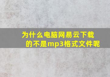 为什么电脑网易云下载的不是mp3格式文件呢