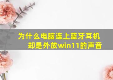 为什么电脑连上蓝牙耳机却是外放win11的声音