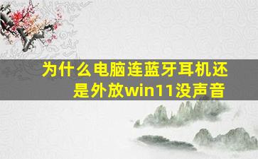 为什么电脑连蓝牙耳机还是外放win11没声音