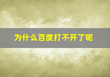 为什么百度打不开了呢