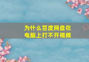 为什么百度网盘在电脑上打不开视频