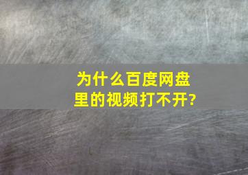 为什么百度网盘里的视频打不开?