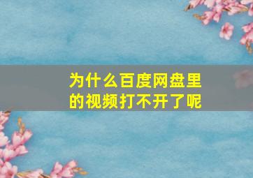 为什么百度网盘里的视频打不开了呢