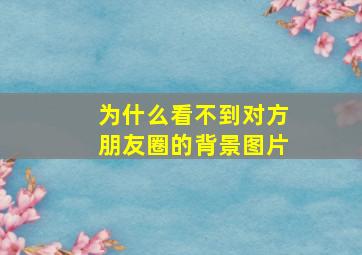 为什么看不到对方朋友圈的背景图片