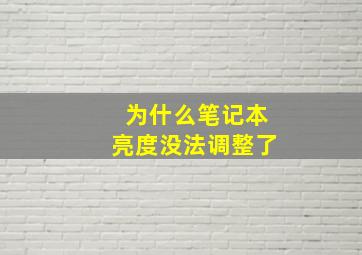 为什么笔记本亮度没法调整了