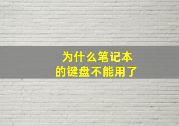 为什么笔记本的键盘不能用了