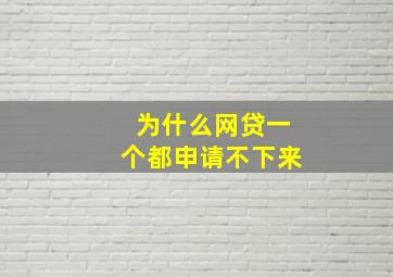 为什么网贷一个都申请不下来