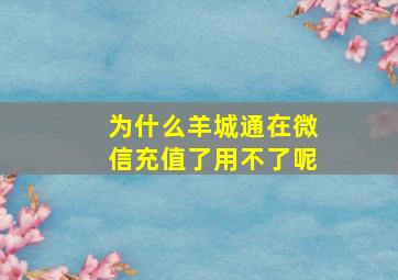 为什么羊城通在微信充值了用不了呢