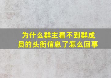 为什么群主看不到群成员的头衔信息了怎么回事