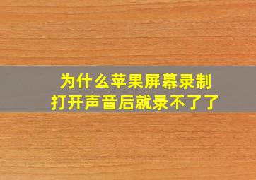 为什么苹果屏幕录制打开声音后就录不了了