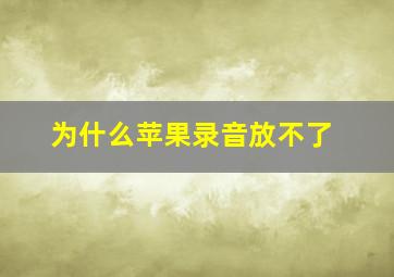 为什么苹果录音放不了