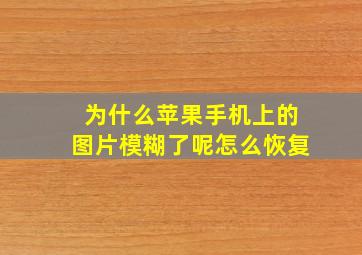 为什么苹果手机上的图片模糊了呢怎么恢复