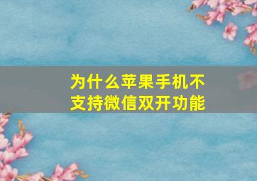 为什么苹果手机不支持微信双开功能