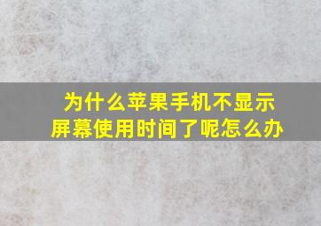 为什么苹果手机不显示屏幕使用时间了呢怎么办