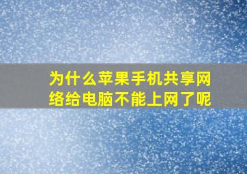 为什么苹果手机共享网络给电脑不能上网了呢