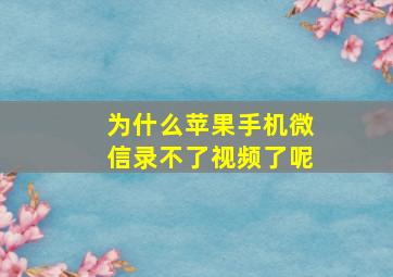 为什么苹果手机微信录不了视频了呢