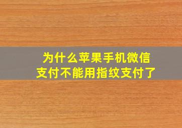 为什么苹果手机微信支付不能用指纹支付了