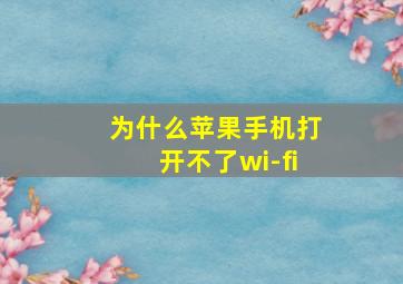 为什么苹果手机打开不了wi-fi