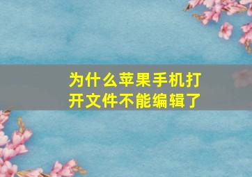 为什么苹果手机打开文件不能编辑了