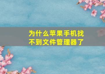 为什么苹果手机找不到文件管理器了