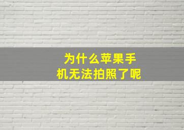 为什么苹果手机无法拍照了呢