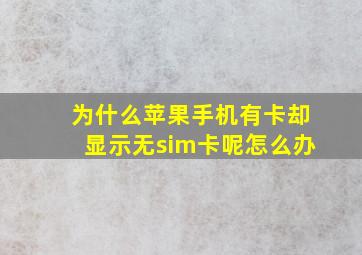 为什么苹果手机有卡却显示无sim卡呢怎么办