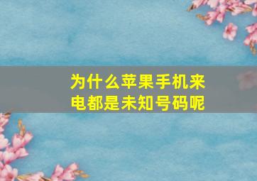 为什么苹果手机来电都是未知号码呢