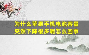 为什么苹果手机电池容量突然下降很多呢怎么回事