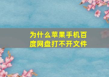 为什么苹果手机百度网盘打不开文件