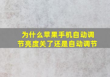 为什么苹果手机自动调节亮度关了还是自动调节