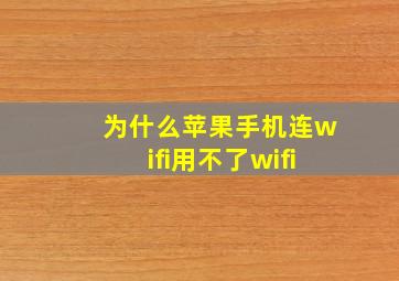 为什么苹果手机连wifi用不了wifi