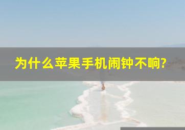 为什么苹果手机闹钟不响?