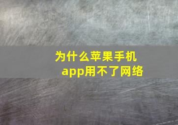 为什么苹果手机app用不了网络