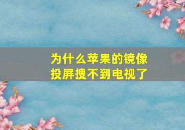 为什么苹果的镜像投屏搜不到电视了