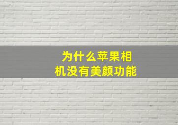 为什么苹果相机没有美颜功能